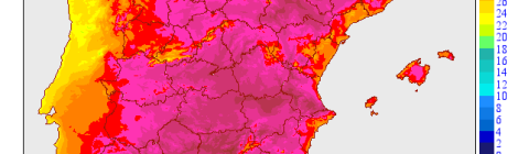 Predicción de temperaturas en la Peninsula Iberica para el 10 de julio de 2015